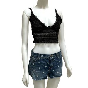 90's‎ GAP Star Print Boyfriend Jean Shorts Faded Trushed Distressed Grunge Goth